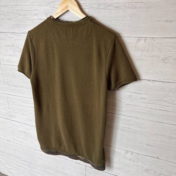 Zara Shirt Womens Size Medium Olive Green Camouflage Thermal Waffle Knit Neutral - Picture 10 of 16